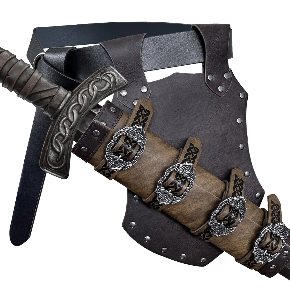 Funda de espada medieval en piel sintética estilo vintage para LARP - imagen 2