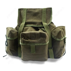 M14 Mochila táctica de lona estilo WWII kaki retro, gran capacidad