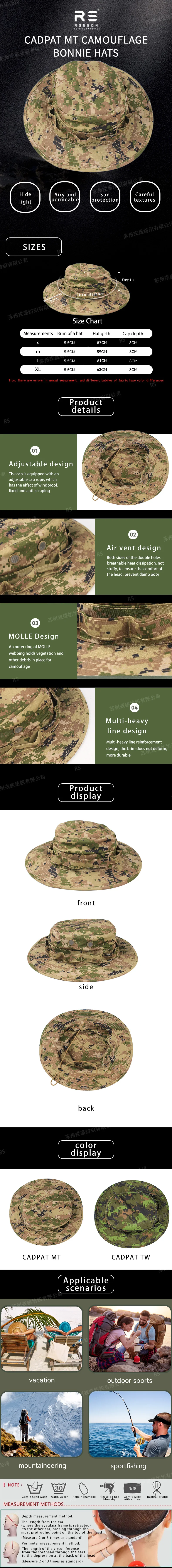 Sombrero tipo bonnie con camuflaje CADPAT MT Fishmen