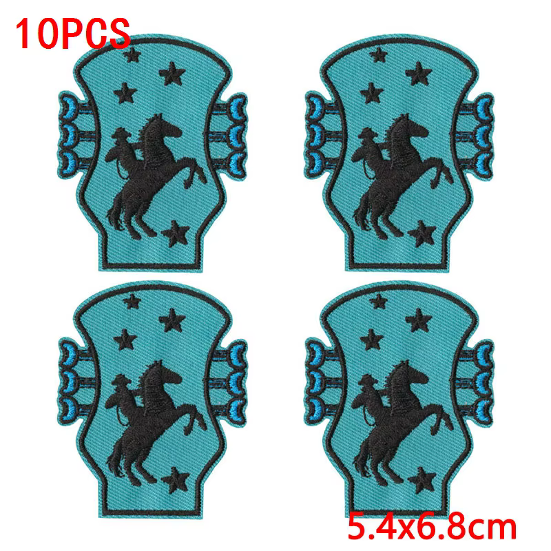 Parches termoadhesivos bordados estilo oeste vaquero – flores para ropa