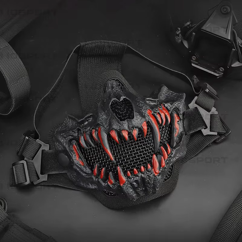 Máscara táctica ajustable media cara airsoft de malla acero - imagen 5