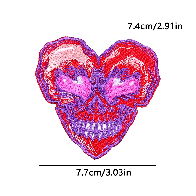 Parche Bordado Calavera Diablo con Llamarada – Motivo Punk para Prendas - imagen 3
