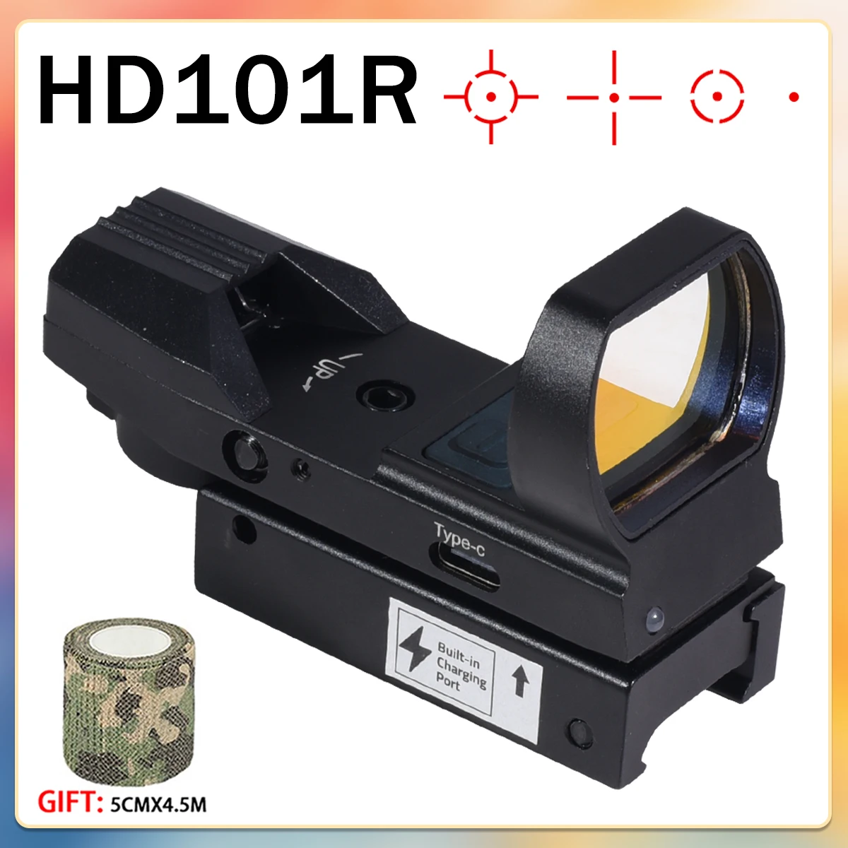 Mira punto rojo HD101R reflex USB-C para riel Picatinny airsoft
