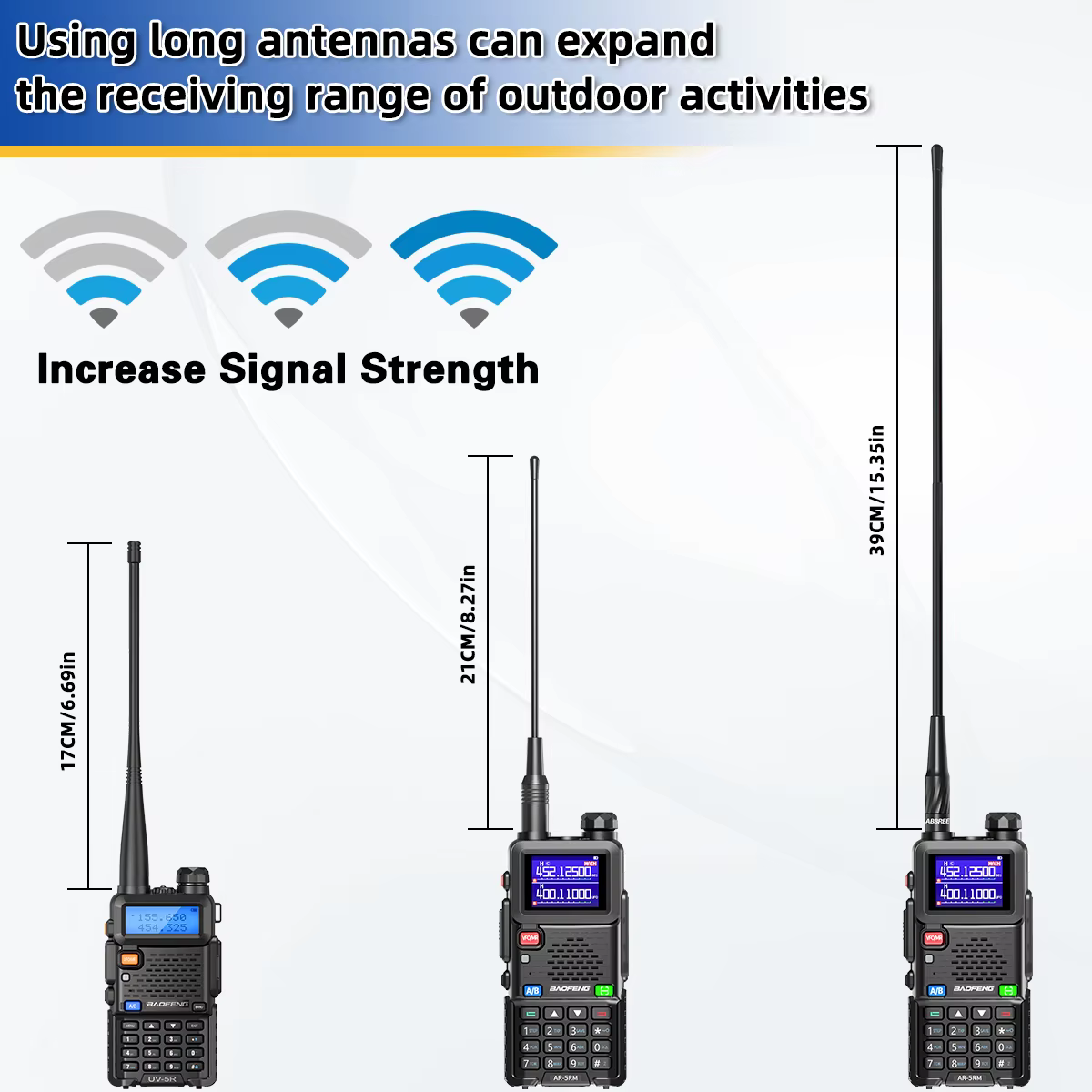 ABBREE AR-881 Antena dual banda SMA hembra para Baofeng y Quansheng - imagen 3