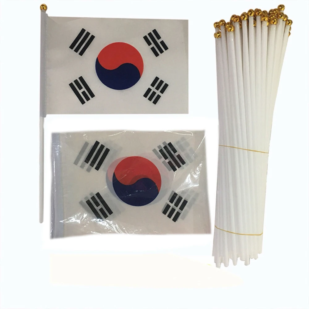 Detalle de la bandera de Corea del Sur en tela de poliéster