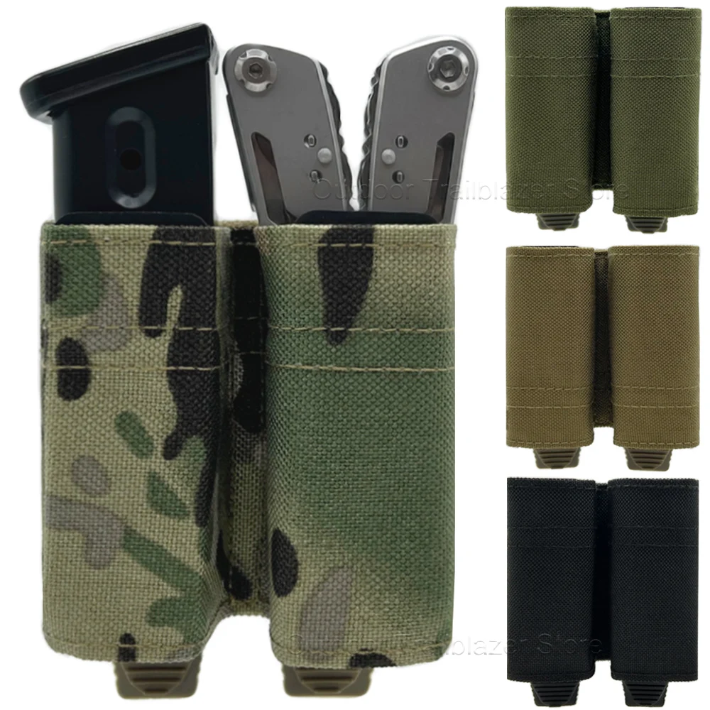 Porta-revistas táctico doble para pistola 9MM con clip MOLLE