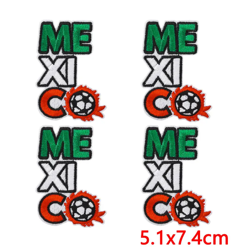 Parches termoadhesivos bordados fútbol México cactus guitarra para ropa - imagen 3