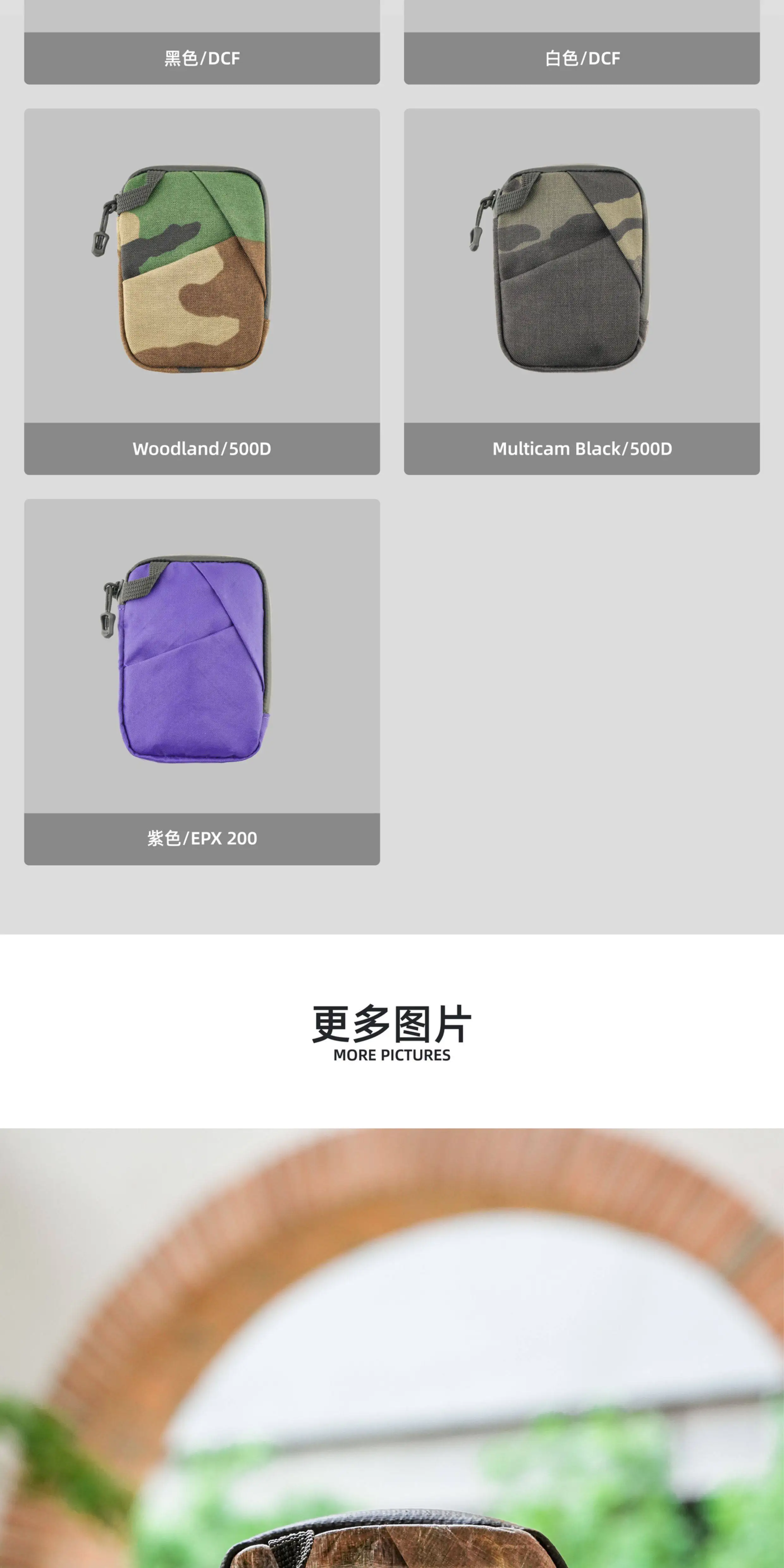 Detalle de la bolsa para organización de tarjetas