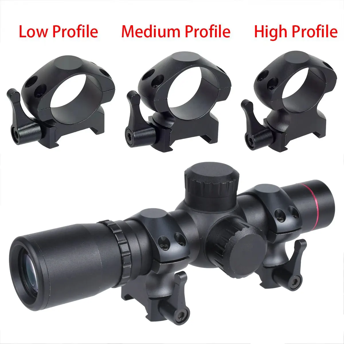 UTG QD Montaje de alcance de acero riel Picatinny perfil bajo y medio - imagen 5