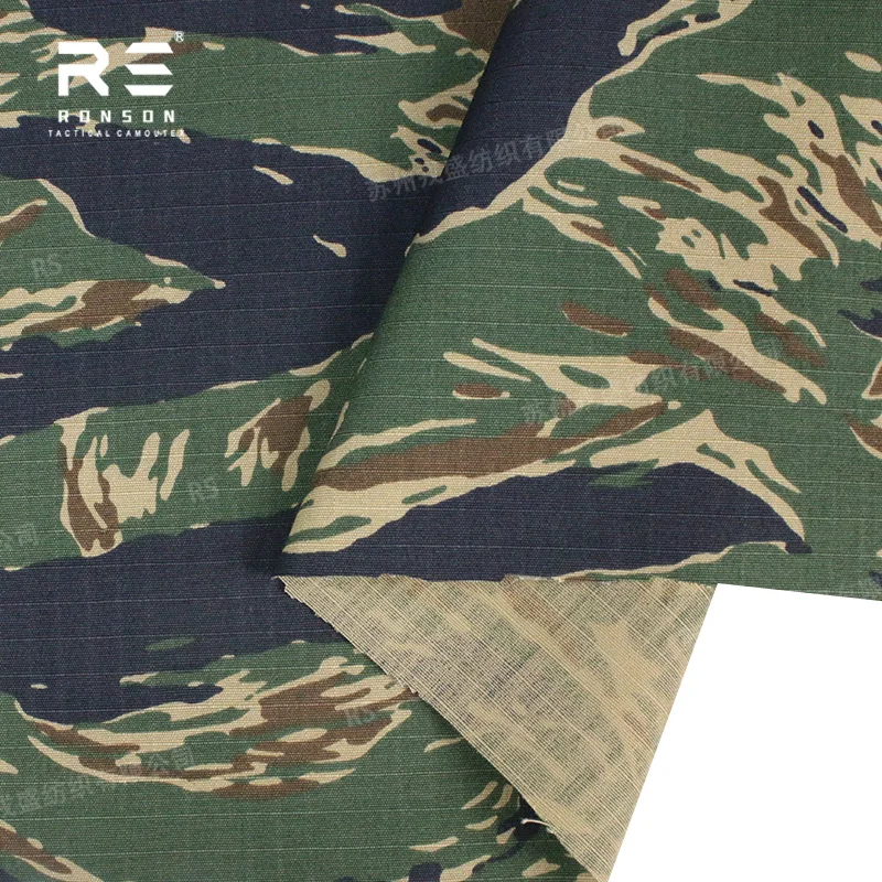 Tela NYCO ripstop camuflaje azul rayas tigre para uniformes tácticos - imagen 5