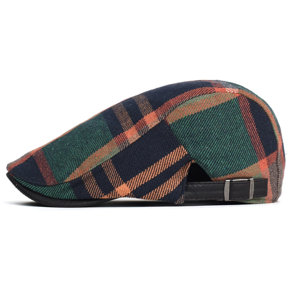Gorra newsboy vintage a cuadros con visera ajustable plana - imagen 5