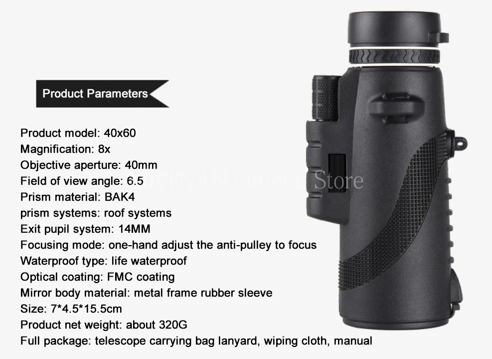 Monocular resistente al agua en entorno natural