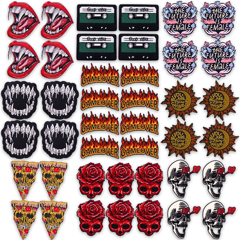 Parche bordado calavera punk metal Game Over – hierro para chaqueta