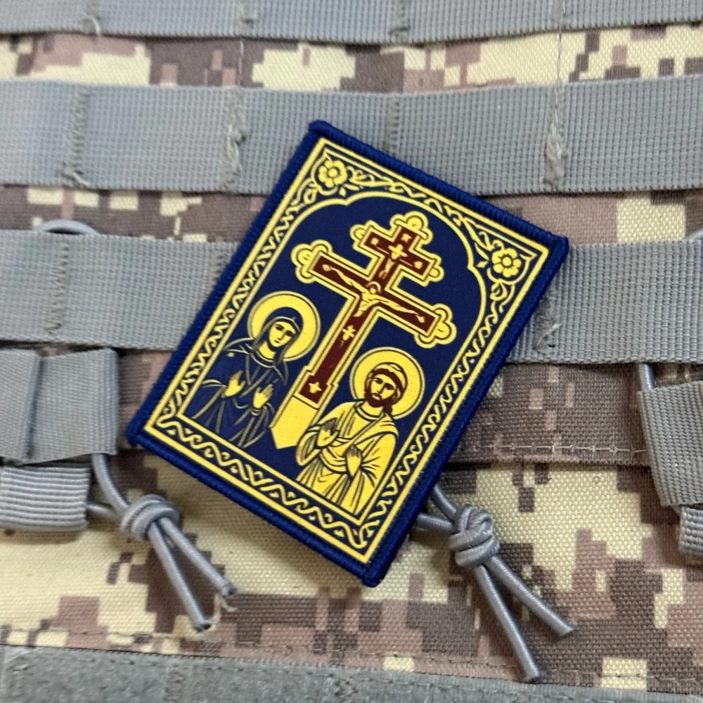 Parche Táctico Cruz Cristiana Vintage con Velcro para Mochila - imagen 2