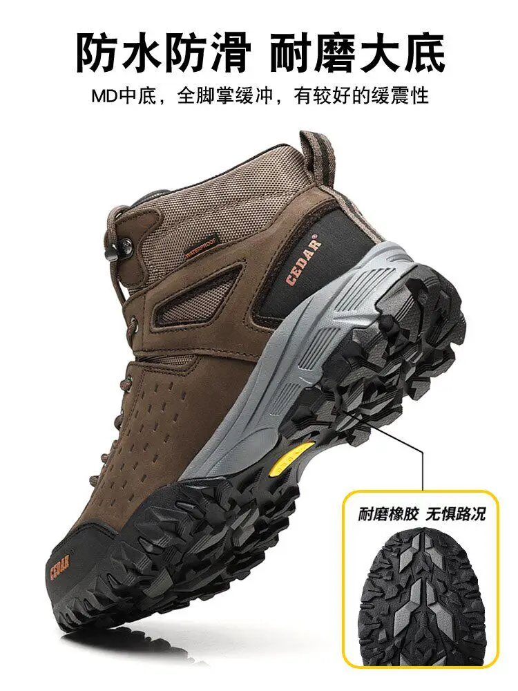 KOWM botas senderismo piel vaca – Trekking hombre - imagen 4