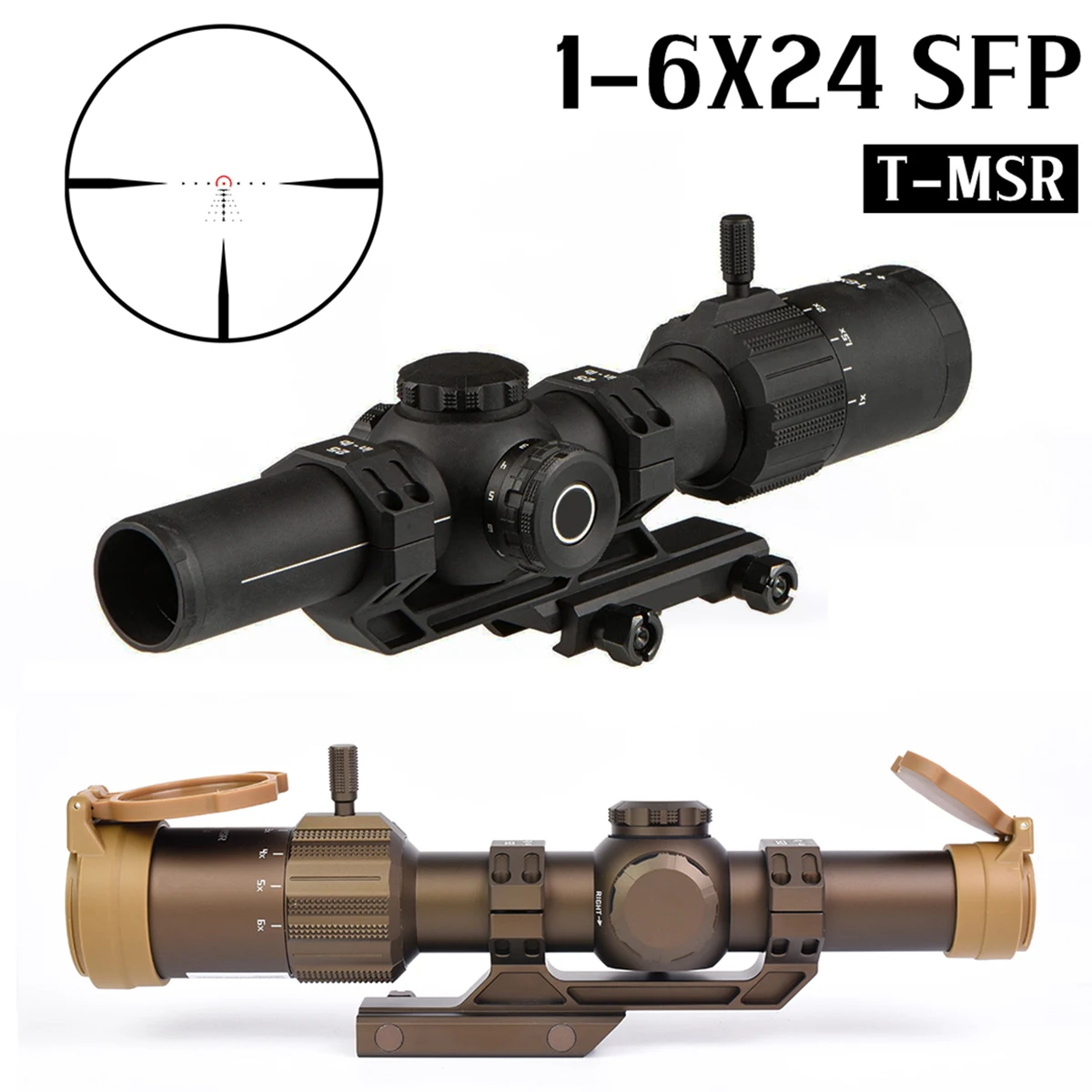 Mira táctica T-MSR 1-6x24 LPVO SFP retícula BDC iluminada - imagen 5