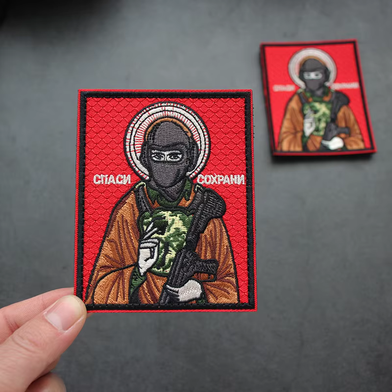 Parche bordado guerrero enmascarado – Brazalete táctico militar - imagen 5