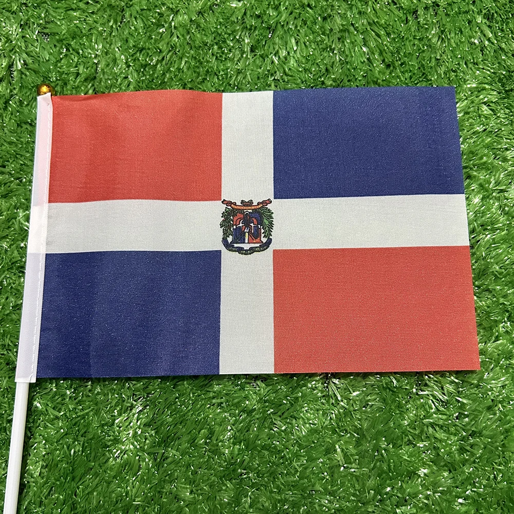Bandera de mano de República Dominicana para ondear con asta - imagen 2
