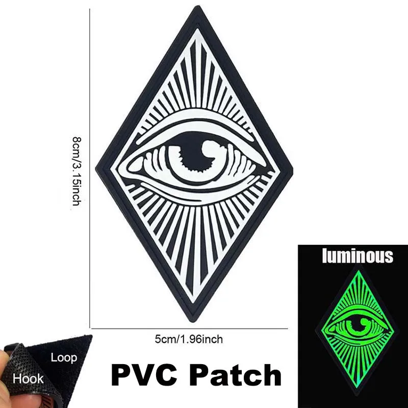 Parche táctico PVC ojos de gato luminiscente negro – bordado - imagen 3