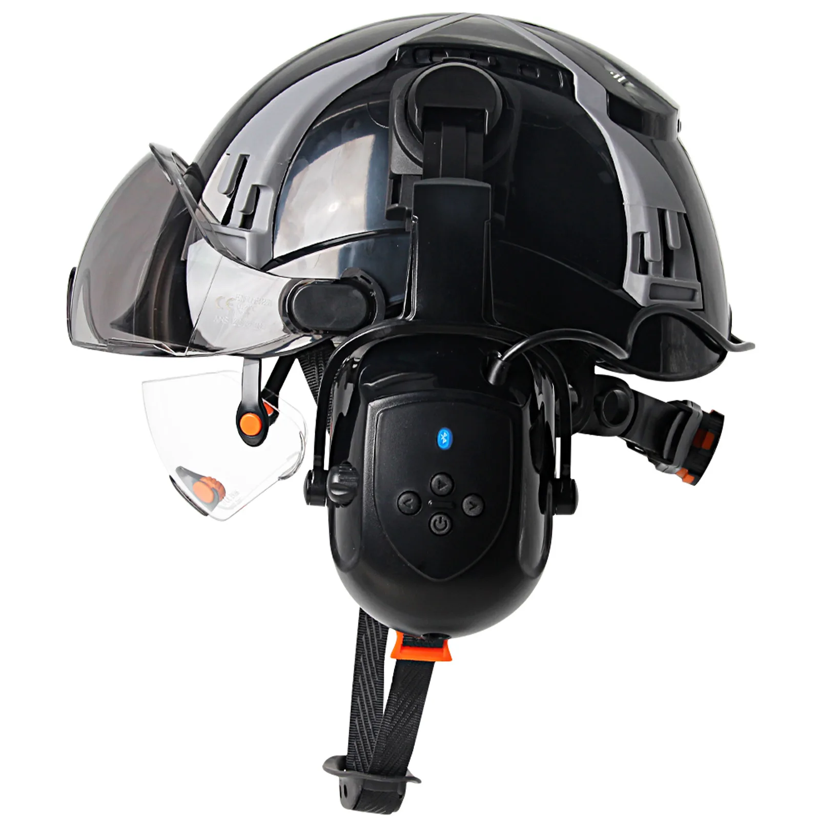 Casco de seguridad CE con orejeras Bluetooth 5,0 y gafas integradas - imagen 3