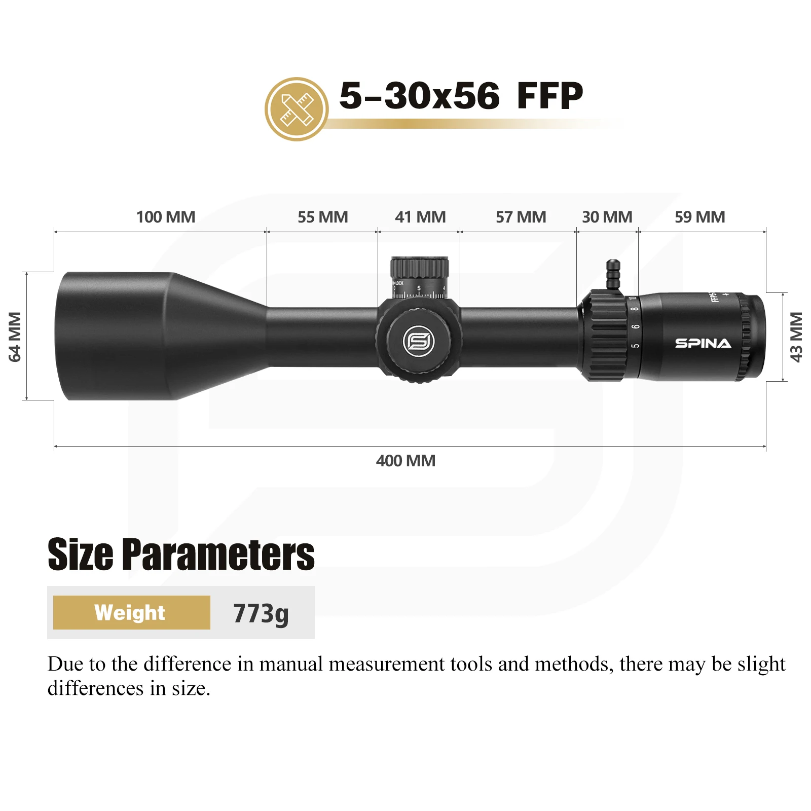 Spina Optics HD Mira telescópica FFP con torretas MRAD y bloqueo - imagen 4