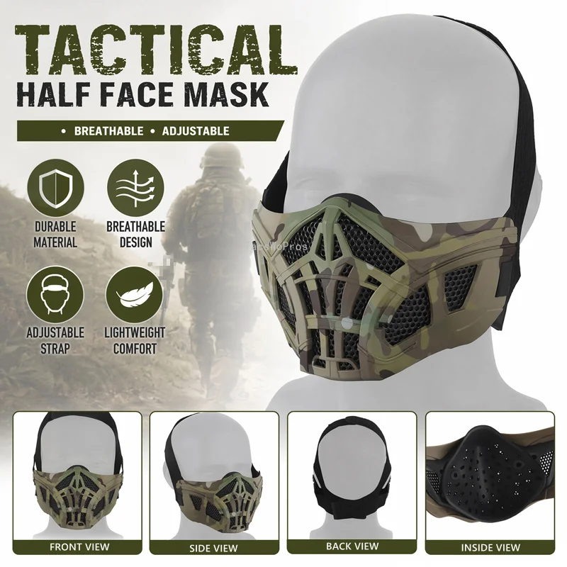 Máscara táctica de malla facial para airsoft y paintball
