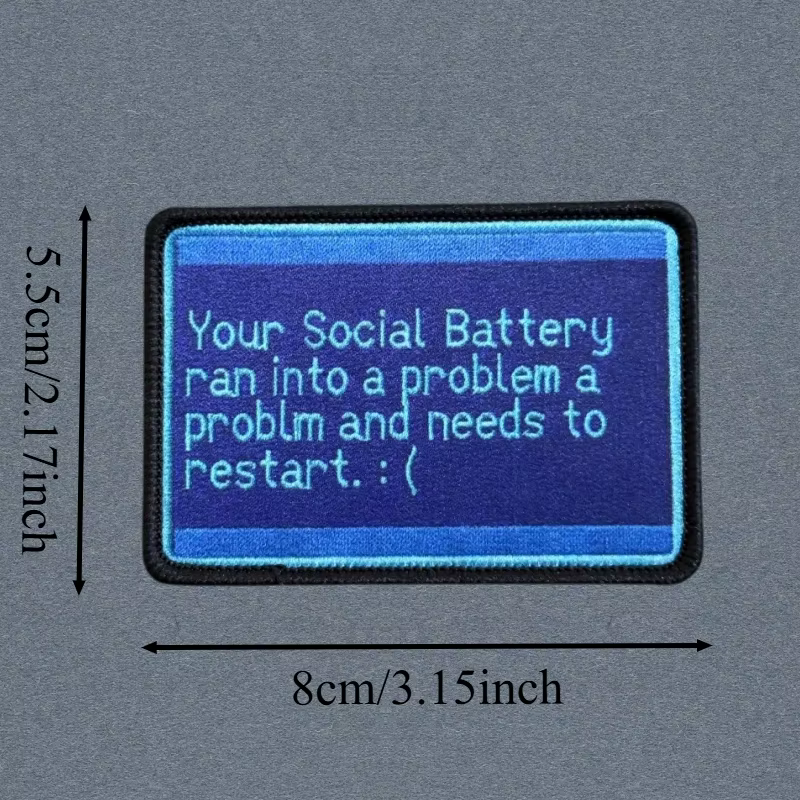 Parche táctico error de pantalla azul batería social, gancho y bucle