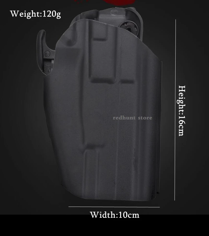 Funda táctica de muslo negra vista lateral
