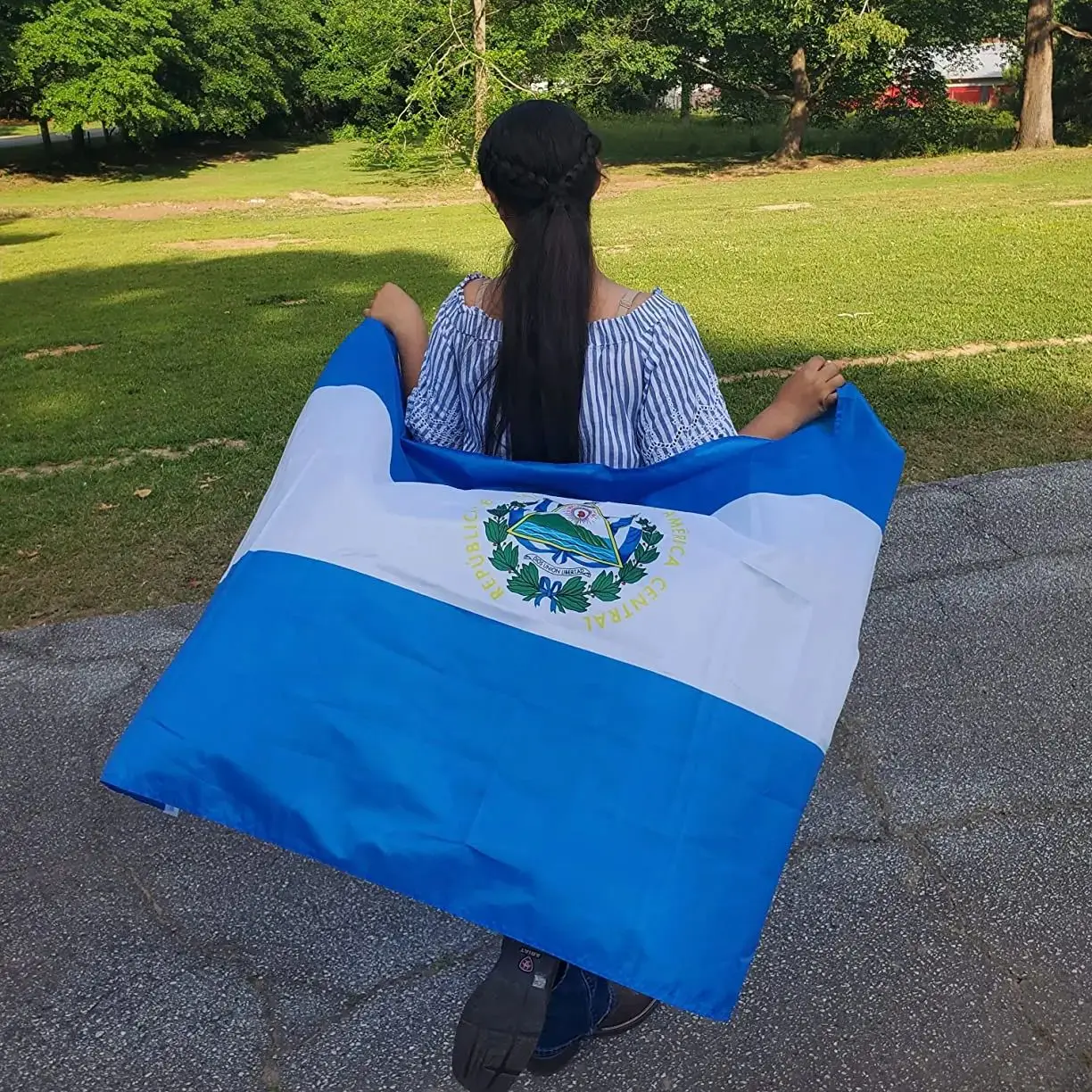 Bandera de El Salvador de poliéster para exterior - imagen 2