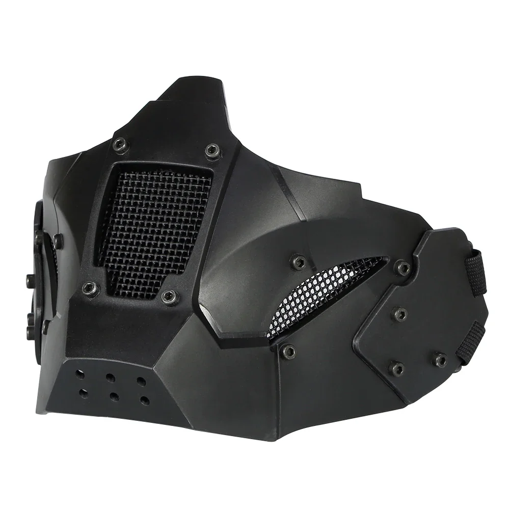 Máscara media cara táctica transpirable paintball con conector casco - imagen 5