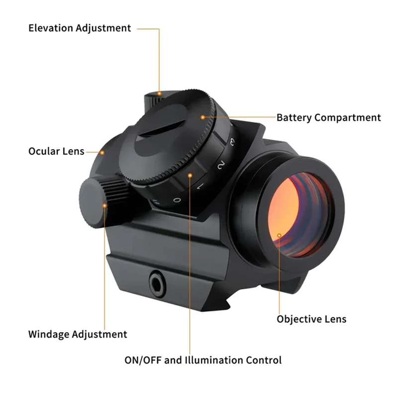 Mira punto rojo réflex con soporte elevador para rifle táctico - imagen 3