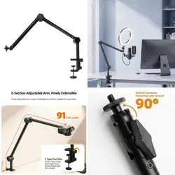 K1KF Soporte brazo micrófono ajustable para streaming y cámara