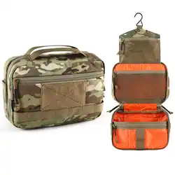 Bolsa táctica de aseo camuflaje para exteriores con Velcro, pequeña