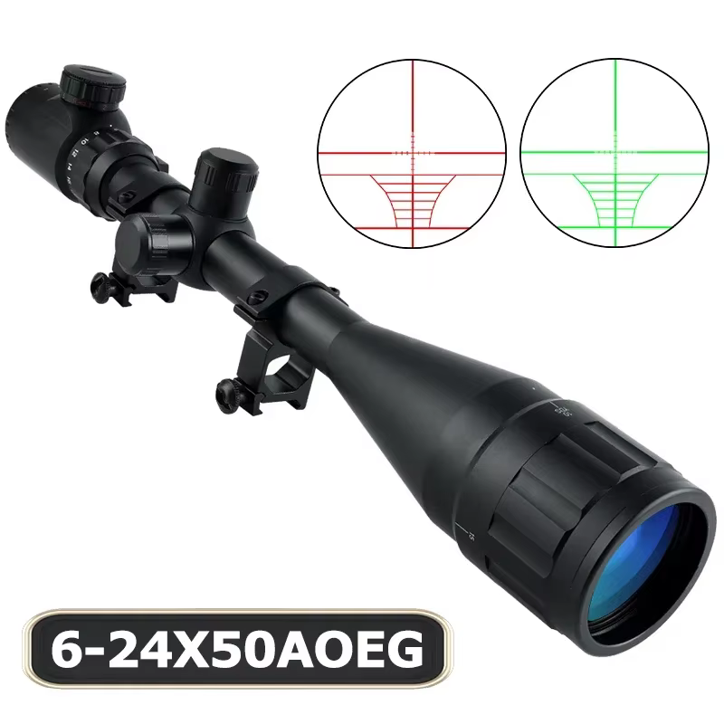 Mira telescópica AOEG 6-24x50 con retícula roja/verde ajustable - imagen 2
