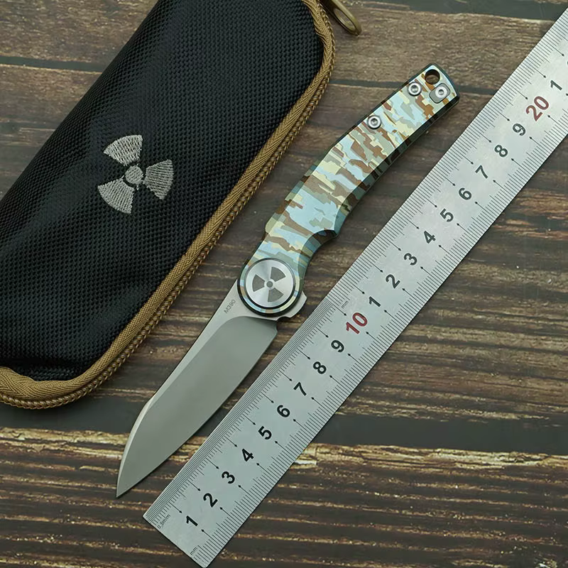 LEMIFAHE Cuchillo plegable de acero M390 con mango titanio