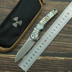 LEMIFAHE Cuchillo plegable de acero M390 con mango titanio