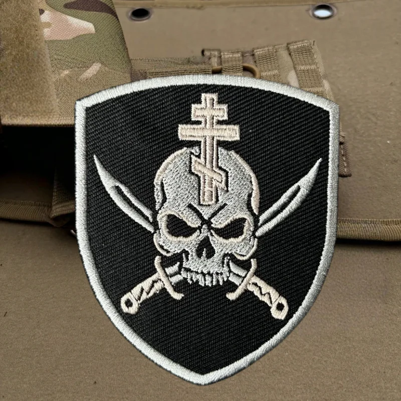 Parche táctico bordado calavera para chaleco MOLLE con velcro - imagen 5