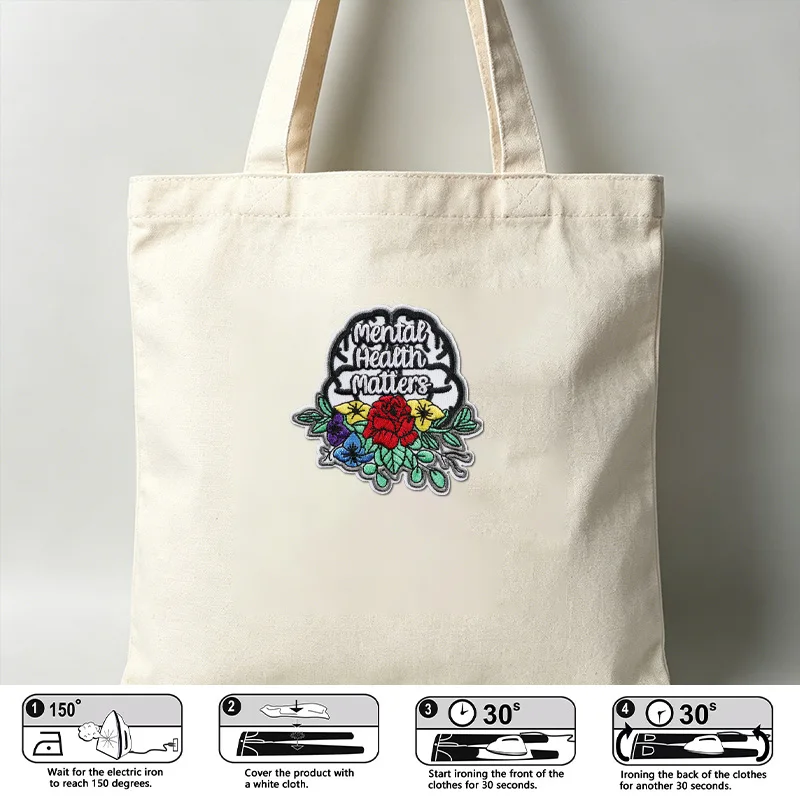 Parche bordado termoadhesivo Salud mental importa para gorra y bolso - imagen 5