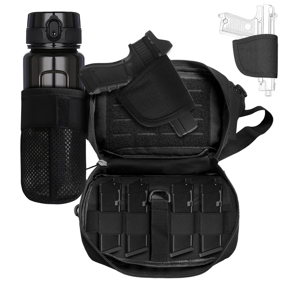 Riñonera táctica para pistola con portacargadores y bolsillo botella - imagen 4