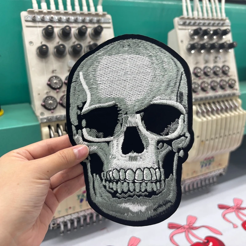 Parche termoadhesivo bordado calavera Punk para ropa táctica - imagen 3