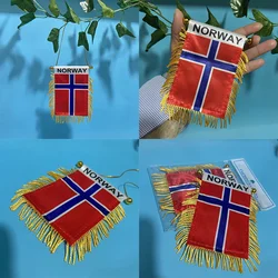Bandera Noruega para coche banderín colgante doble cara poliéster