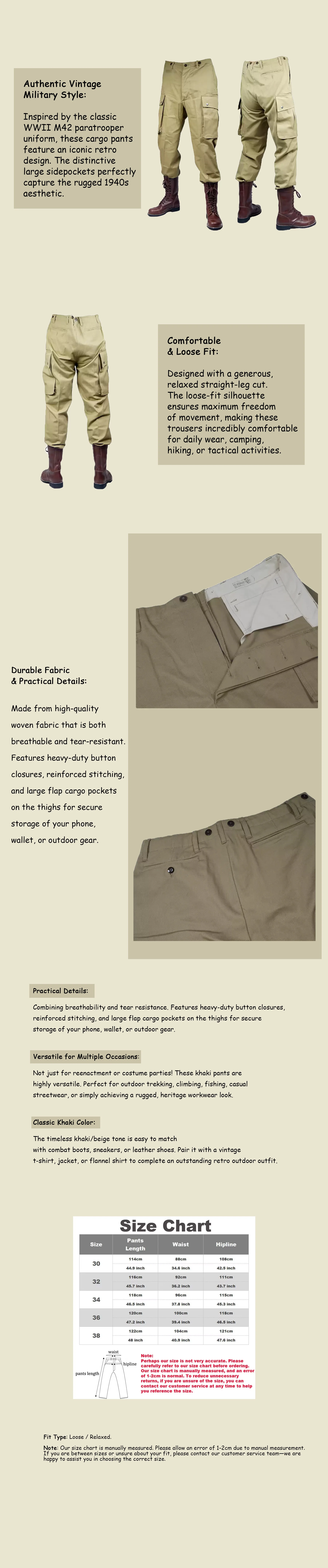 Detalle del diseño de los pantalones cargo M42
