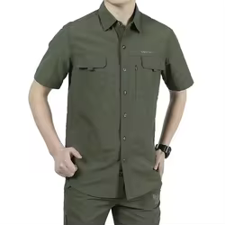 Camisa táctica manga corta hombre secado rápido cuello camisero