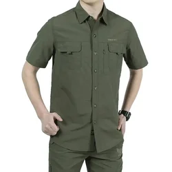 Camisa táctica manga corta hombre secado rápido cuello camisero