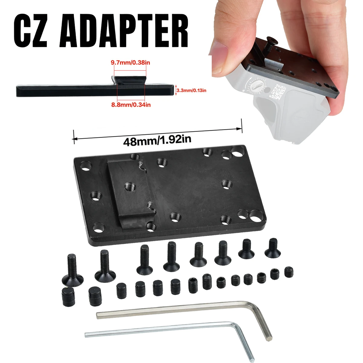 CM Optics Adaptador para punto rojo CZ Shadow 2, CZ 75 y SP-01 - imagen 3