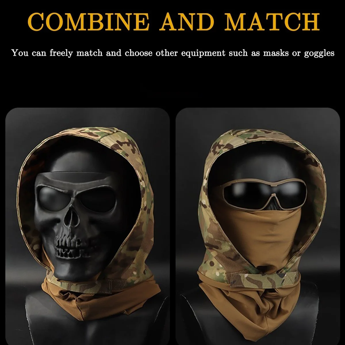 Máscara facial táctica completa para airsoft, paintball, viento