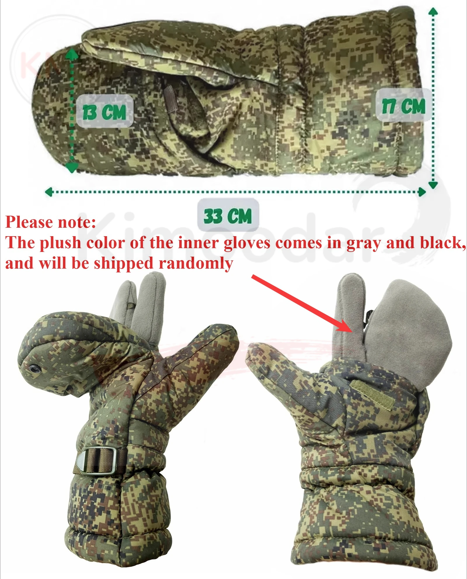 VKBO guantes tácticos invierno antifrío de algodón felpa EMR - imagen 3