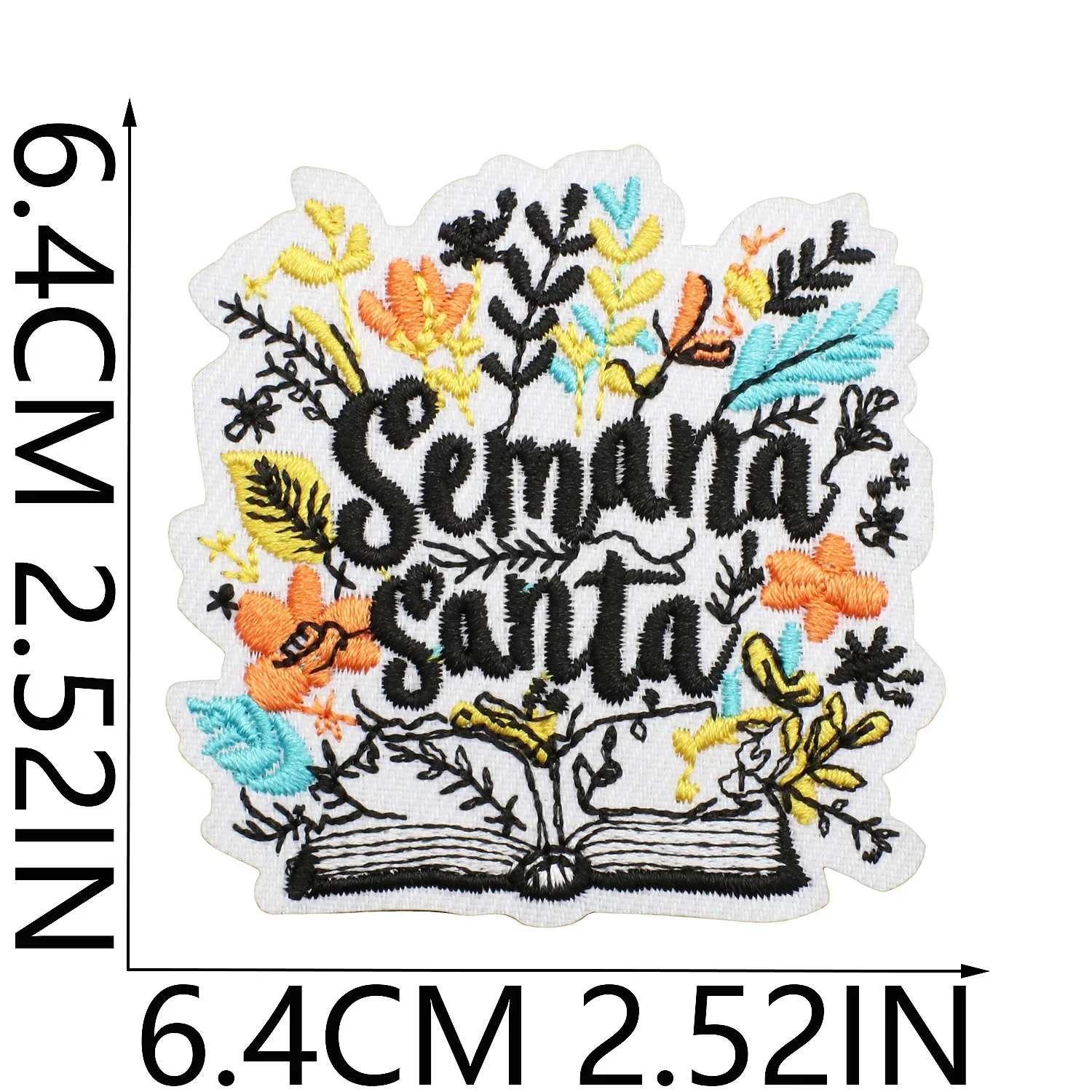 Parche bordado termoadhesivo floral con fe de Jesús para planchar