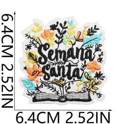 Parche bordado termoadhesivo floral con fe de Jesús para planchar