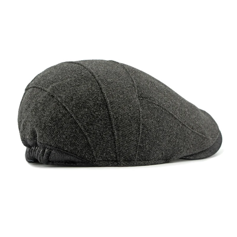 Gorra plana para hombre de lana con diseño de espiga
